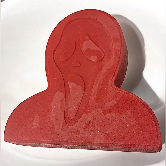 CHERRY SOAP handmade ghost face 4x4in 7oz shea butter & goats milk based - Picture 1 of 3